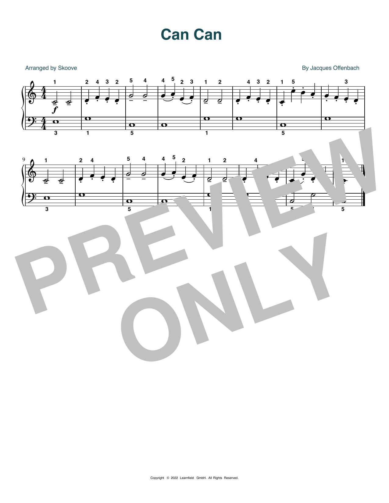 Jacques Offenbach Can Can (arr. Skoove) sheet music notes and chords arranged for Beginner Piano (Abridged)