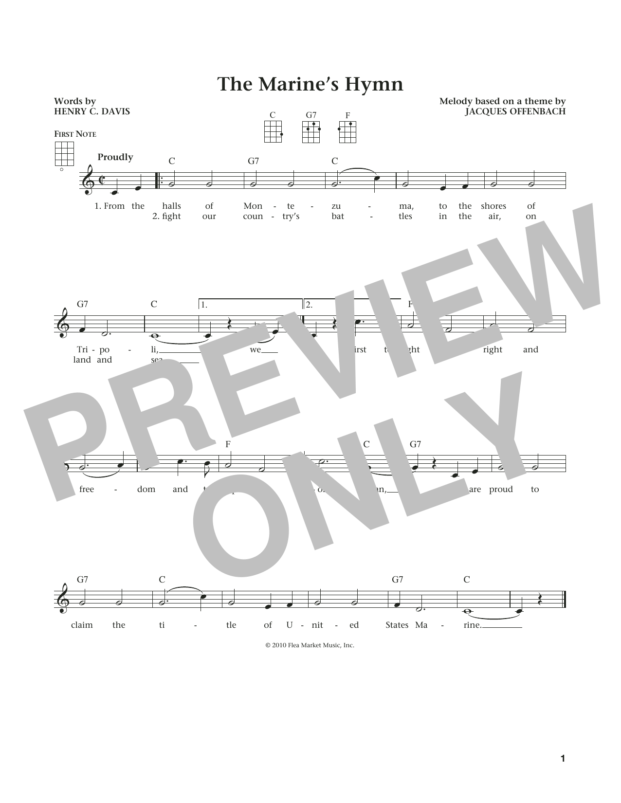 Jacques Offenbach Marine's Hymn (from The Daily Ukulele) (arr. Liz and Jim Beloff) sheet music notes and chords arranged for Ukulele