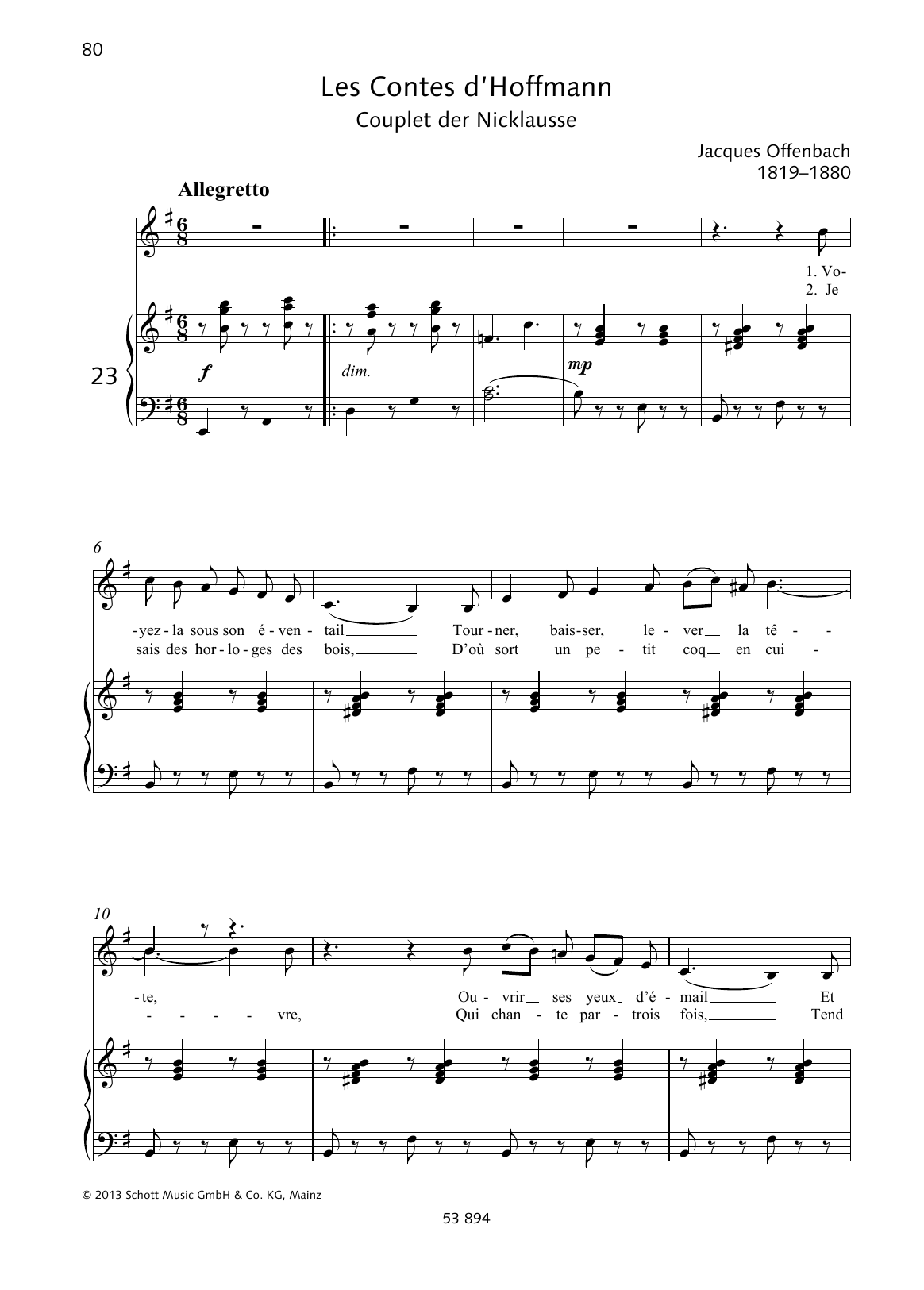 Jacques Offenbach Voyez-la sous son éventail sheet music notes and chords arranged for Piano & Vocal