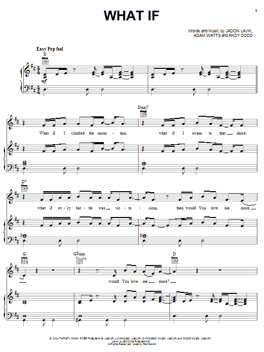 Jadon Lavik What If sheet music notes and chords arranged for Piano, Vocal & Guitar Chords (Right-Hand Melody)