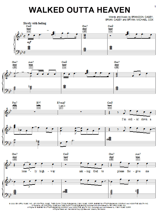 Jagged Edge Walked Outta Heaven sheet music notes and chords arranged for Piano, Vocal & Guitar Chords (Right-Hand Melody)