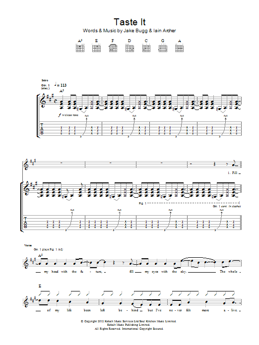 Jake Bugg Taste It sheet music notes and chords arranged for Guitar Tab