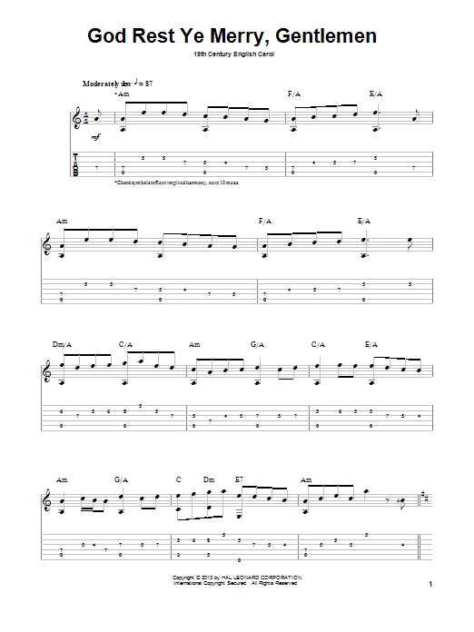 Jake Reichbart God Rest Ye Merry, Gentlemen sheet music notes and chords arranged for Solo Guitar