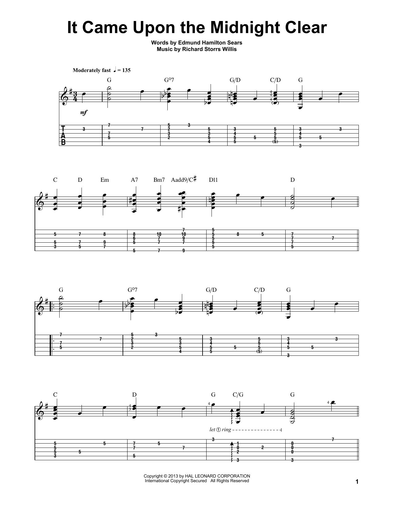 Jake Reichbart It Came Upon The Midnight Clear sheet music notes and chords arranged for Solo Guitar
