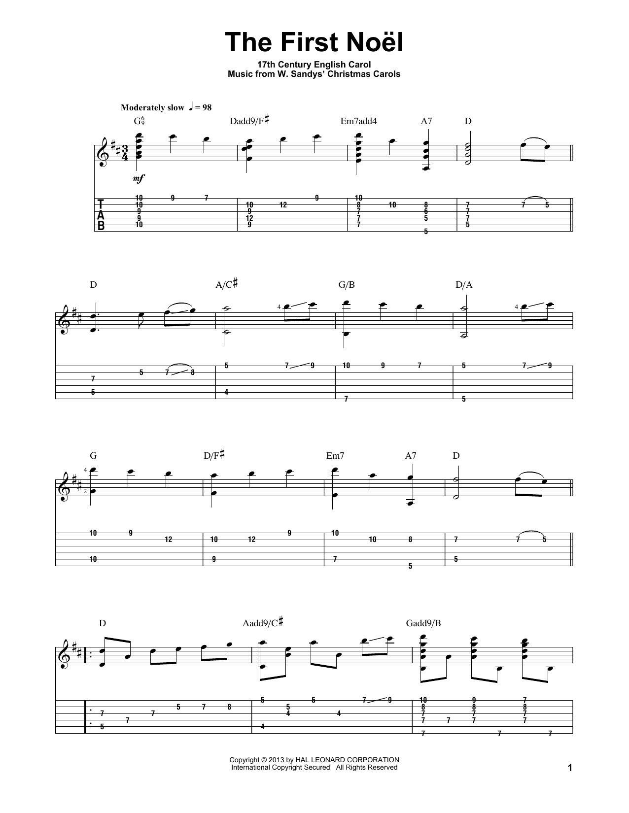 Jake Reichbart The First Noel sheet music notes and chords arranged for Solo Guitar