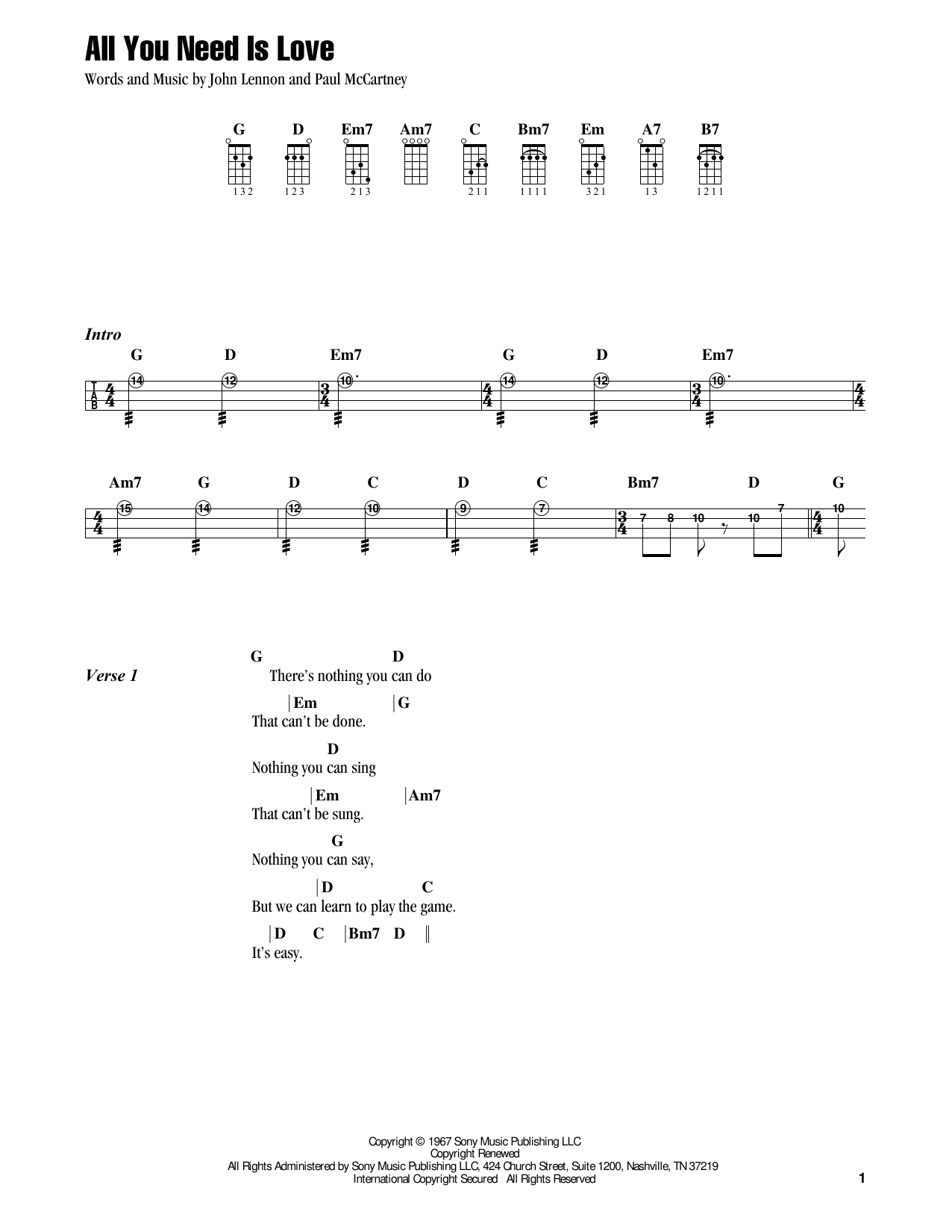 Jake Shimabukuro All You Need Is Love (feat. Ziggy Marley) sheet music notes and chords arranged for Ukulele