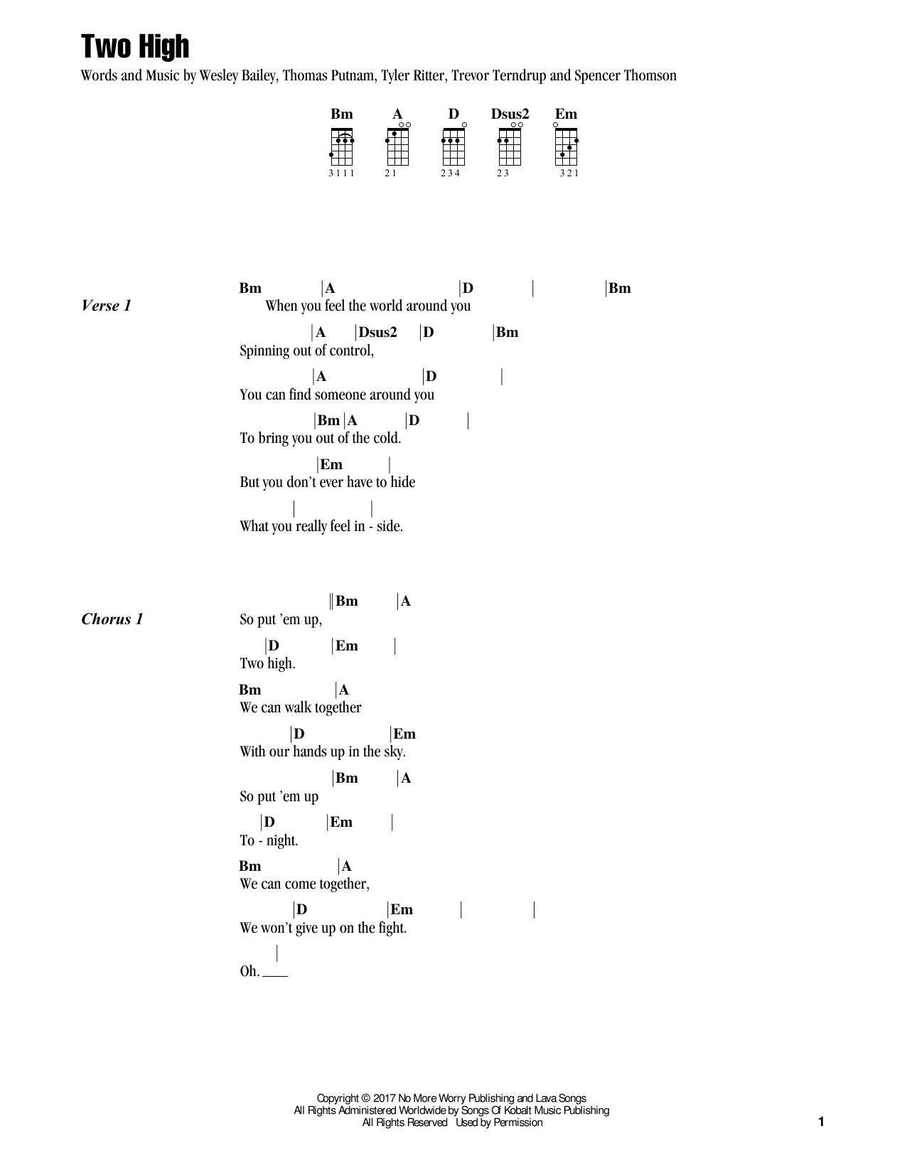 Jake Shimabukuro Two High sheet music notes and chords arranged for Ukulele