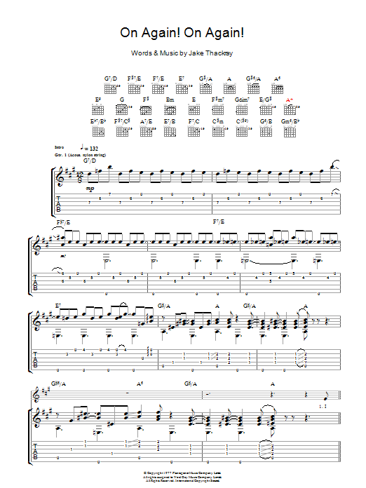 Jake Thackray On Again! On Again! sheet music notes and chords arranged for Guitar Tab