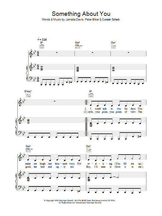 Jamelia Something About You sheet music notes and chords arranged for Piano, Vocal & Guitar Chords