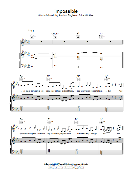James Arthur Impossible sheet music notes and chords arranged for 5-Finger Piano