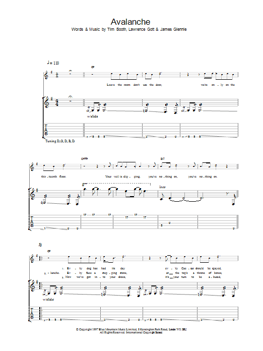 James Avalanche sheet music notes and chords arranged for Guitar Tab