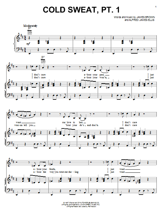 James Brown Cold Sweat, Pt. 1 sheet music notes and chords arranged for Guitar Tab (Single Guitar)