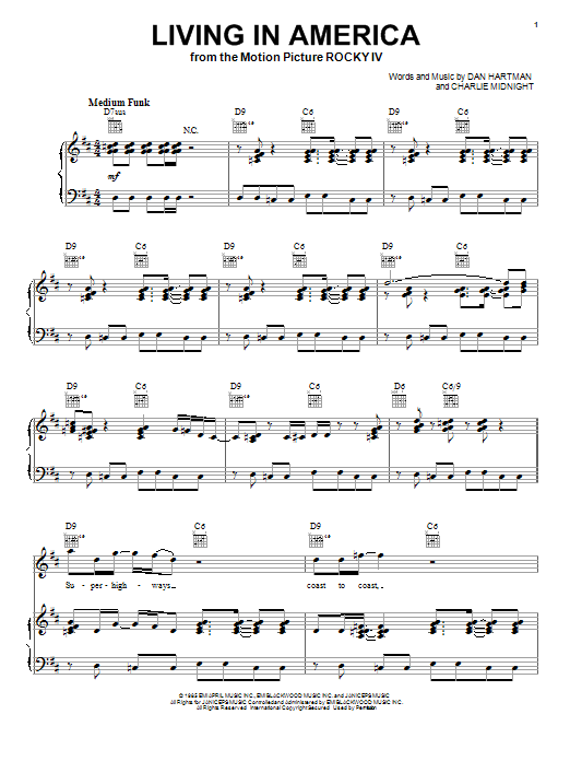 James Brown Living In America sheet music notes and chords arranged for Piano, Vocal & Guitar Chords (Right-Hand Melody)