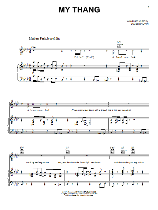 James Brown My Thang sheet music notes and chords arranged for Piano, Vocal & Guitar Chords (Right-Hand Melody)