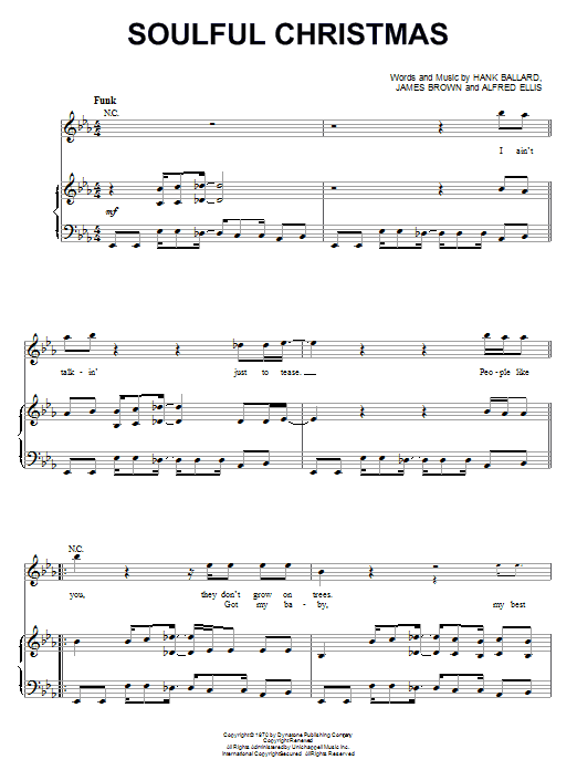 James Brown Soulful Christmas sheet music notes and chords arranged for Piano, Vocal & Guitar Chords (Right-Hand Melody)