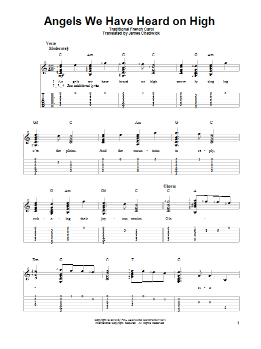 James Chadwick Angels We Have Heard On High sheet music notes and chords arranged for Easy Ukulele Tab