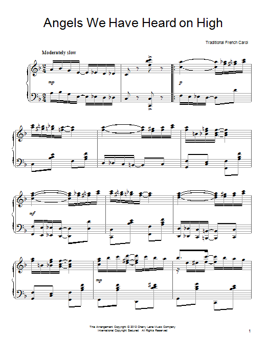 James Chadwick Angels We Have Heard On High [Ragtime version] sheet music notes and chords arranged for Piano Solo