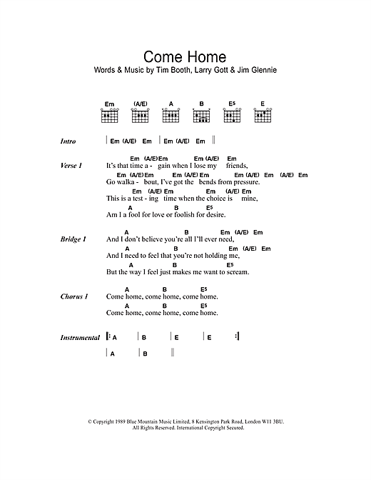 James Come Home sheet music notes and chords arranged for Guitar Chords/Lyrics