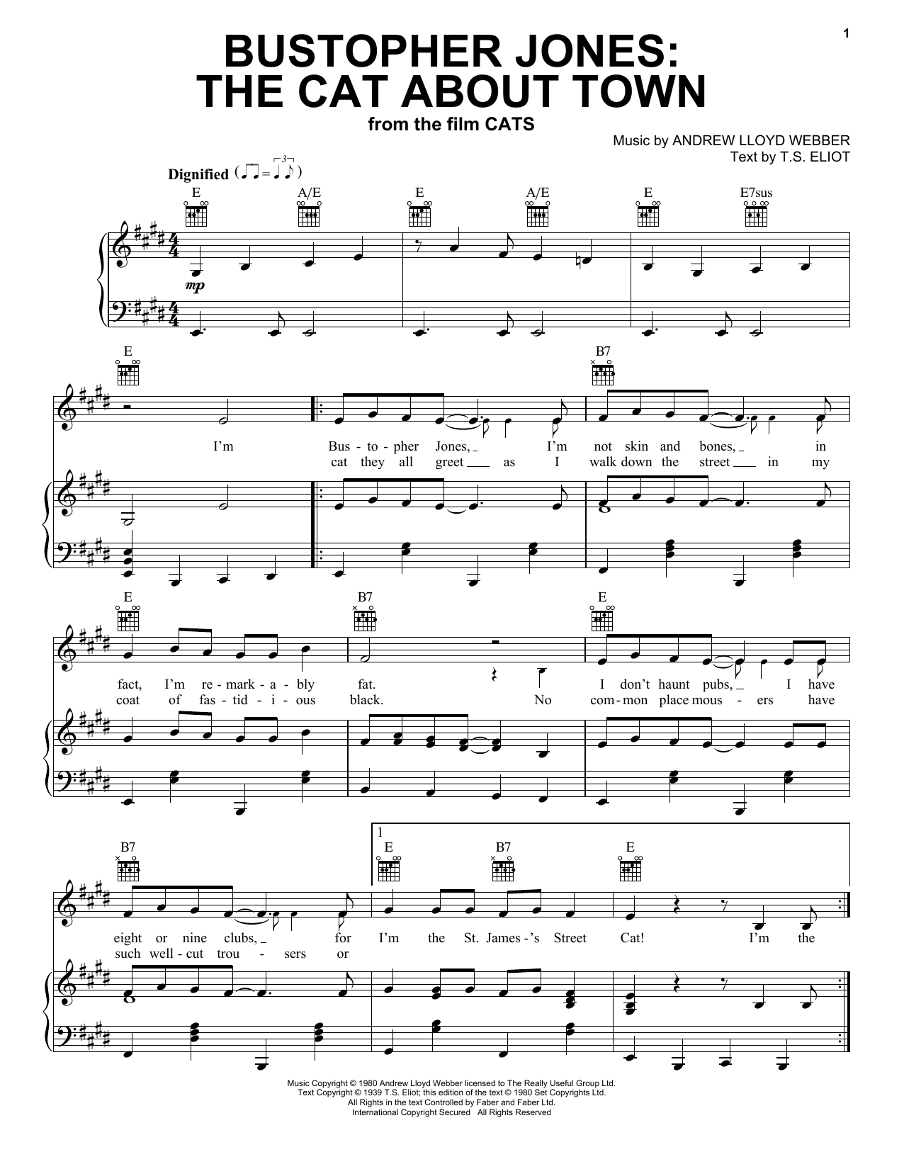 James Corden Bustopher Jones: The Cat About Town (from the Motion Picture Cats) sheet music notes and chords arranged for Easy Piano