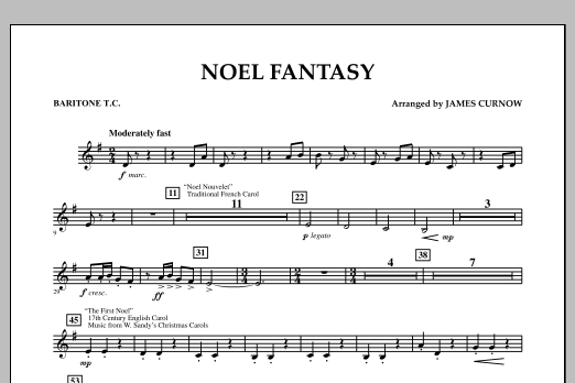 James Curnow Noel Fantasy - Baritone T.C. sheet music notes and chords arranged for Concert Band