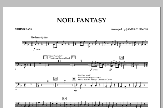 James Curnow Noel Fantasy - Bass sheet music notes and chords arranged for Concert Band