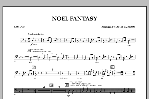 James Curnow Noel Fantasy - Bassoon sheet music notes and chords arranged for Concert Band