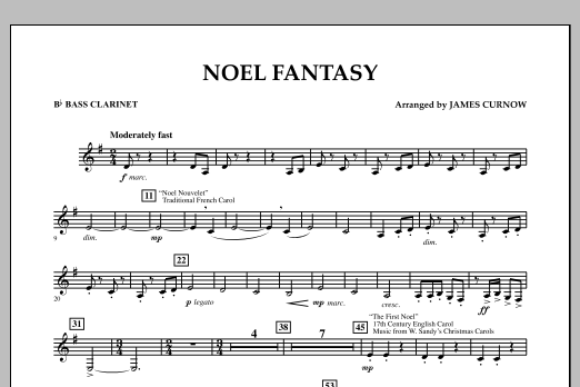 James Curnow Noel Fantasy - Bb Bass Clarinet sheet music notes and chords arranged for Concert Band