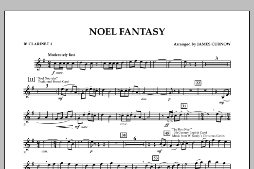 James Curnow Noel Fantasy - Bb Clarinet 1 sheet music notes and chords arranged for Concert Band