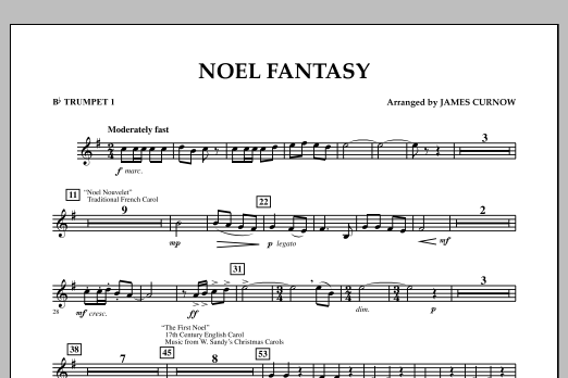 James Curnow Noel Fantasy - Bb Trumpet 1 sheet music notes and chords arranged for Concert Band
