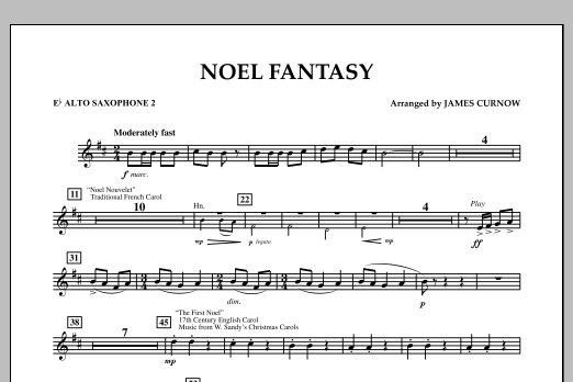 James Curnow Noel Fantasy - Eb Alto Saxophone 2 sheet music notes and chords arranged for Concert Band