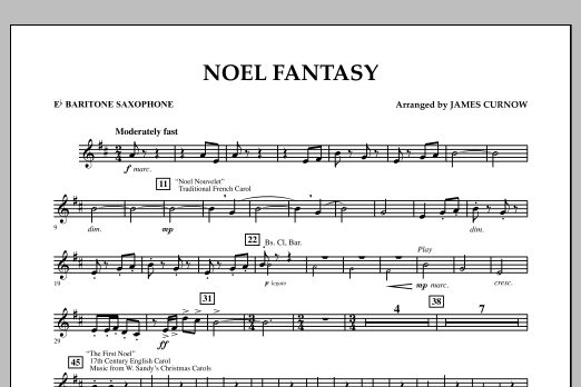 James Curnow Noel Fantasy - Eb Baritone Saxophone sheet music notes and chords arranged for Concert Band