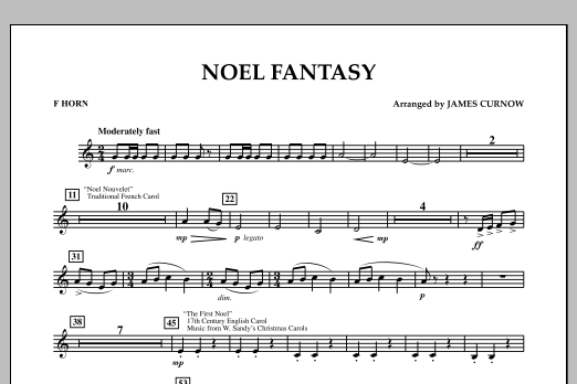 James Curnow Noel Fantasy - F Horn sheet music notes and chords arranged for Concert Band