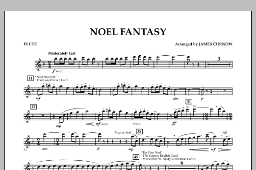 James Curnow Noel Fantasy - Flute sheet music notes and chords arranged for Concert Band