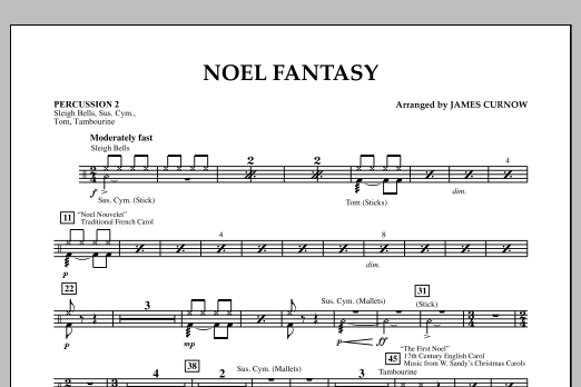 James Curnow Noel Fantasy - Percussion 2 sheet music notes and chords arranged for Concert Band