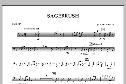 James Curnow Sagebrush - Bassoon sheet music notes and chords arranged for Concert Band
