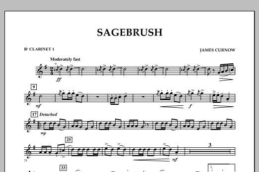 James Curnow Sagebrush - Bb Clarinet 1 sheet music notes and chords arranged for Concert Band