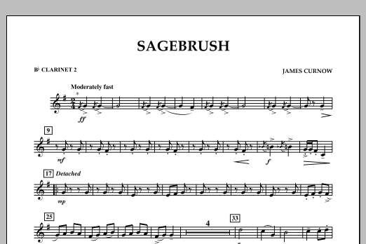 James Curnow Sagebrush - Bb Clarinet 2 sheet music notes and chords arranged for Concert Band