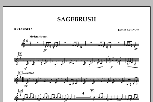 James Curnow Sagebrush - Bb Clarinet 3 sheet music notes and chords arranged for Concert Band