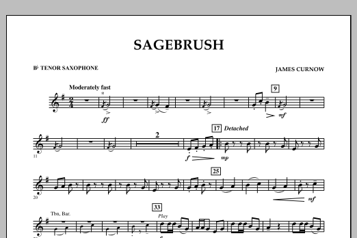 James Curnow Sagebrush - Bb Tenor Saxophone sheet music notes and chords arranged for Concert Band