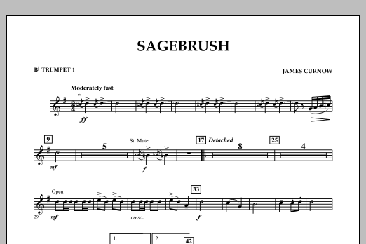 James Curnow Sagebrush - Bb Trumpet 1 sheet music notes and chords arranged for Concert Band