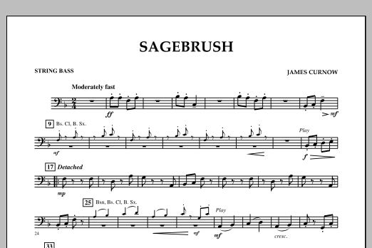 James Curnow Sagebrush - String Bass sheet music notes and chords arranged for Concert Band