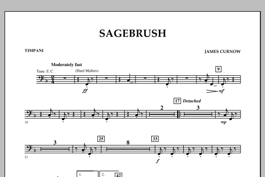 James Curnow Sagebrush - Timpani sheet music notes and chords arranged for Concert Band