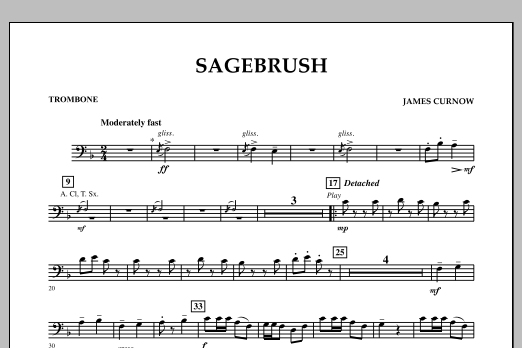 James Curnow Sagebrush - Trombone sheet music notes and chords arranged for Concert Band