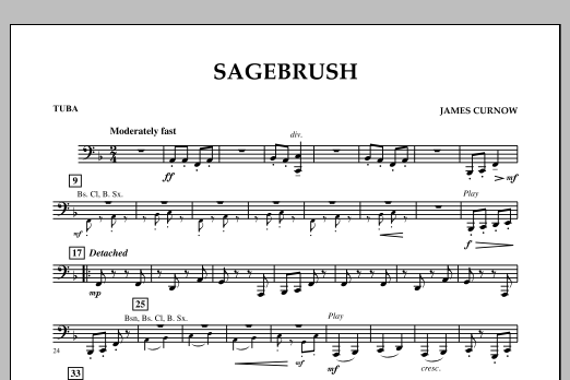 James Curnow Sagebrush - Tuba sheet music notes and chords arranged for Concert Band