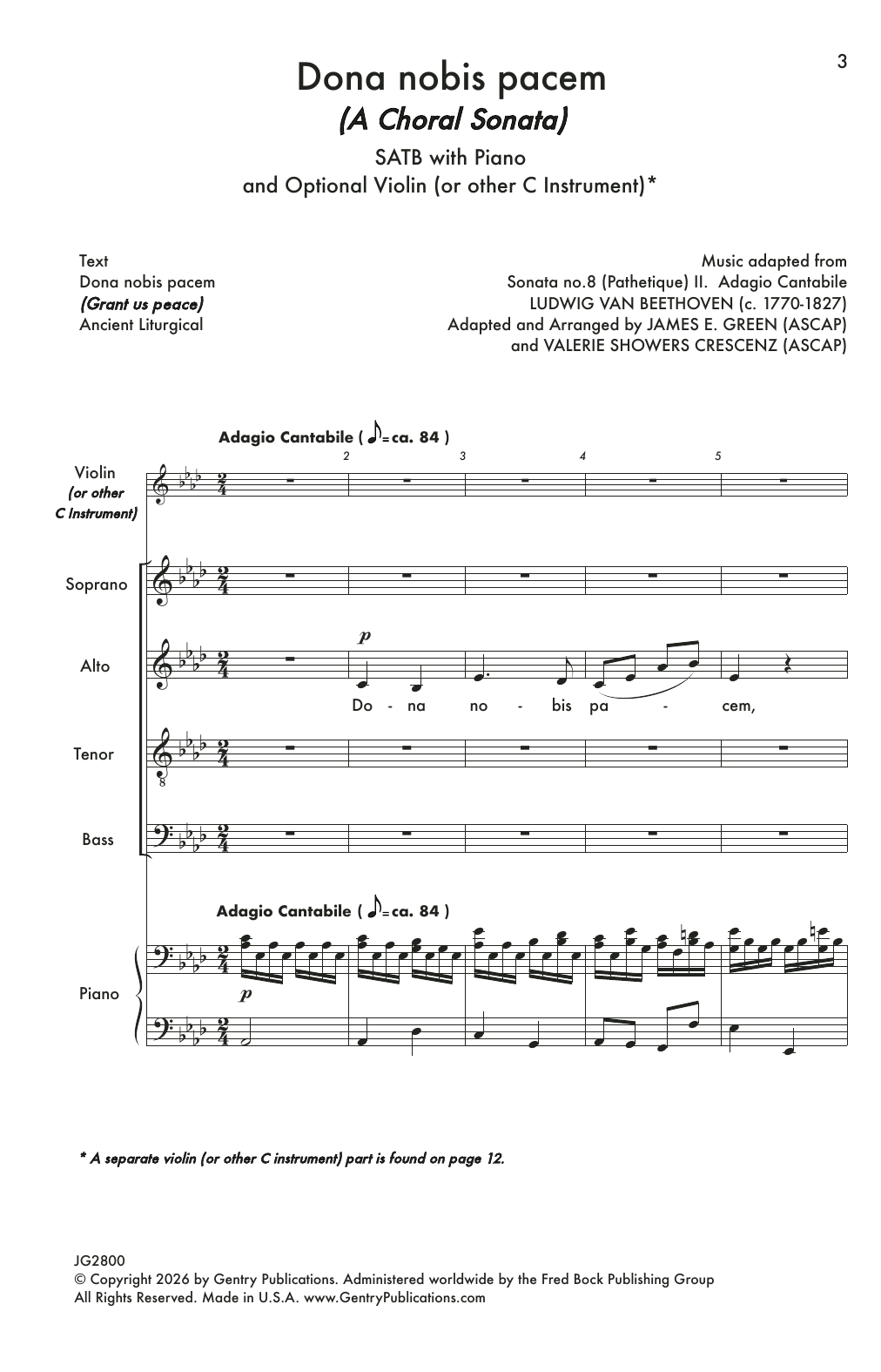 James E. Green and Valerie Showers Crescenz Dona Nobis Pacem sheet music notes and chords arranged for SATB Choir