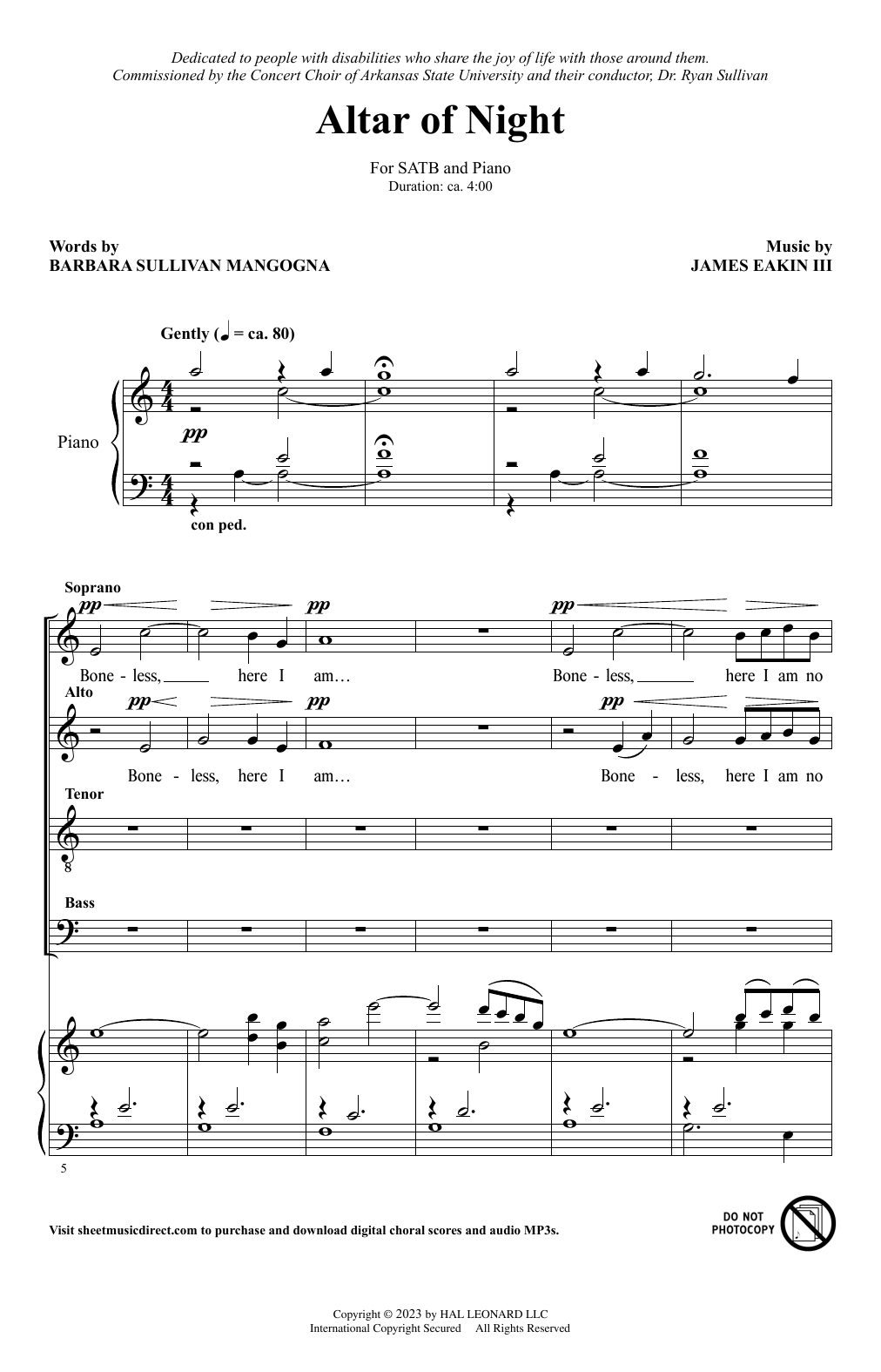 James Eakin III Altar Of Night sheet music notes and chords arranged for SATB Choir