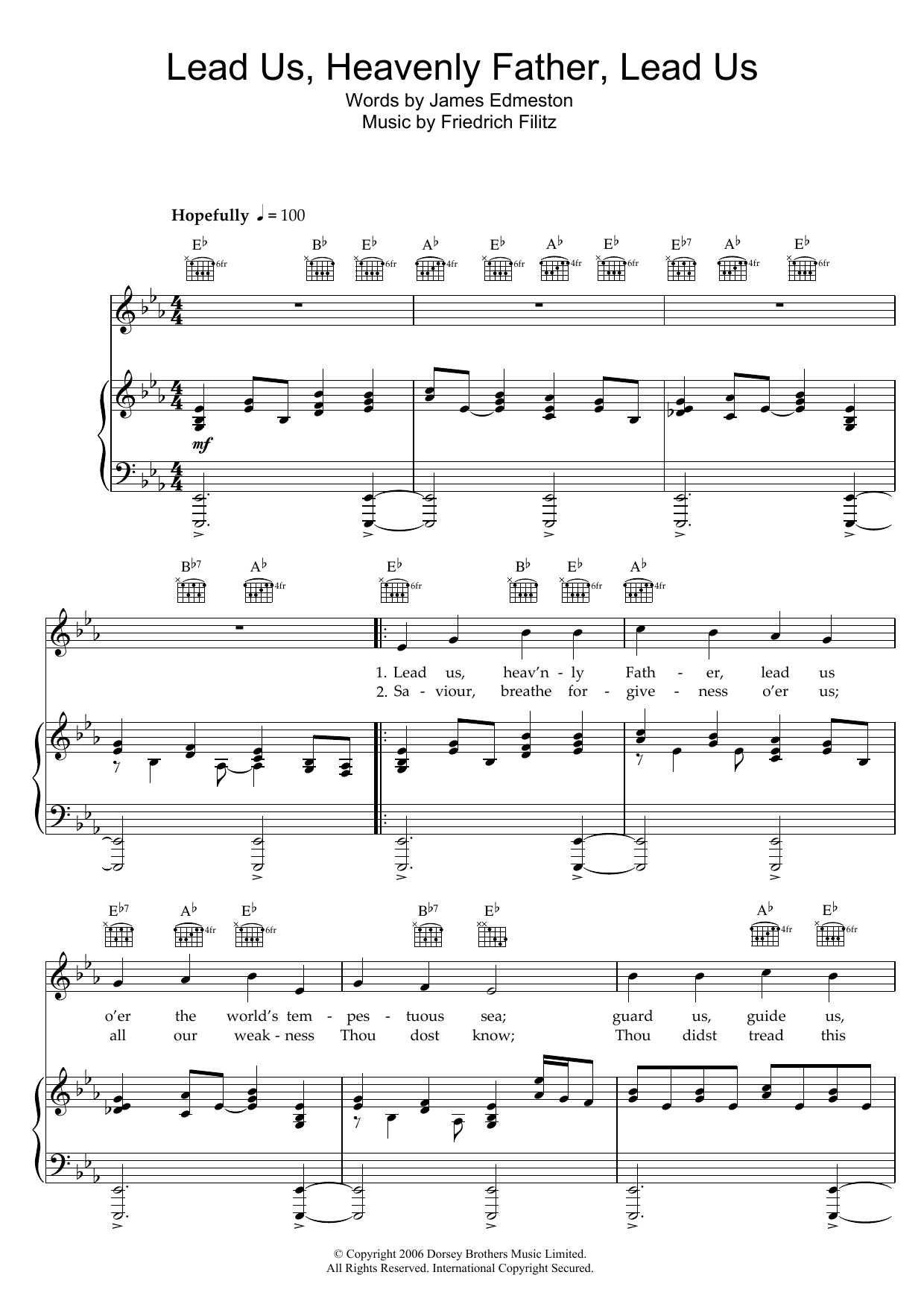 James Edmeston Lead Us Heavenly Father, Lead Us sheet music notes and chords arranged for Piano, Vocal & Guitar Chords