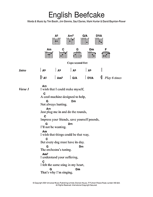 James English Beefcake sheet music notes and chords arranged for Guitar Chords/Lyrics