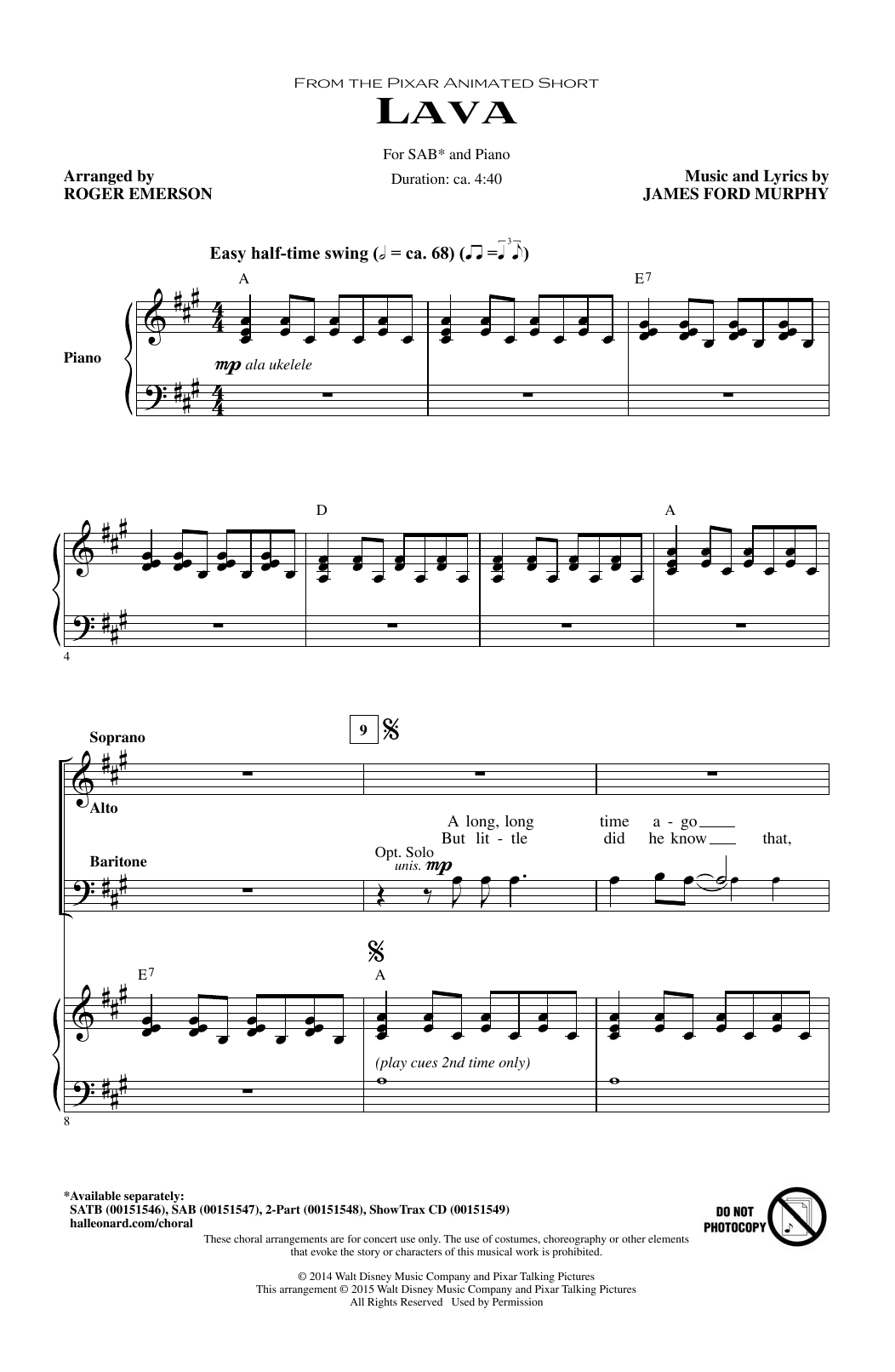James Ford Murphy Lava (from Lava) (arr. Roger Emerson) sheet music notes and chords arranged for SAB Choir