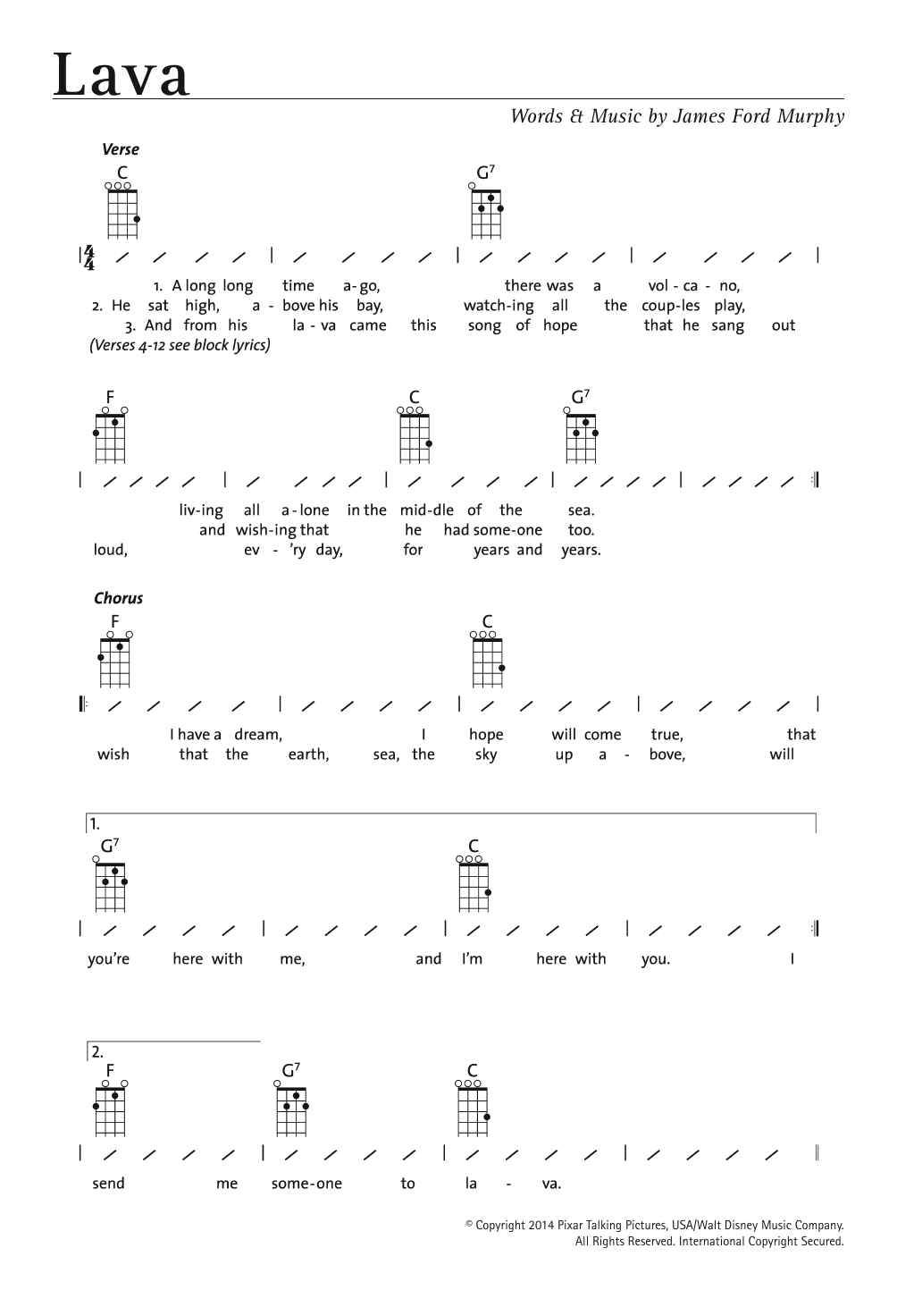 James Ford Murphy Lava (from Lava) sheet music notes and chords arranged for Ukulele